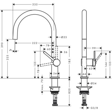 Смеситель для кухни Hansgrohe M54 Talis 220 72804000 хром
