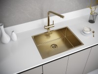 Мойка нерж. сталь NEXT 58 UNI, PM215844-BG, брашированное золото, 580х440мм, Paulmark 1,2мм