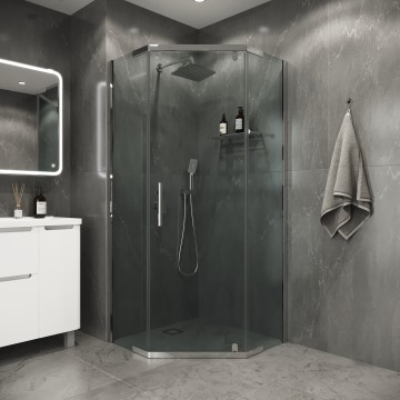 Душевое ограждение Niagara Eco NG-1009-14D (90х90х190) трапеция,распашное,хром,стекло прозрачное,1 место