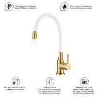 Смеситель Splenka для кухни с гибким изливом S201.4408.03 Золотой сатин