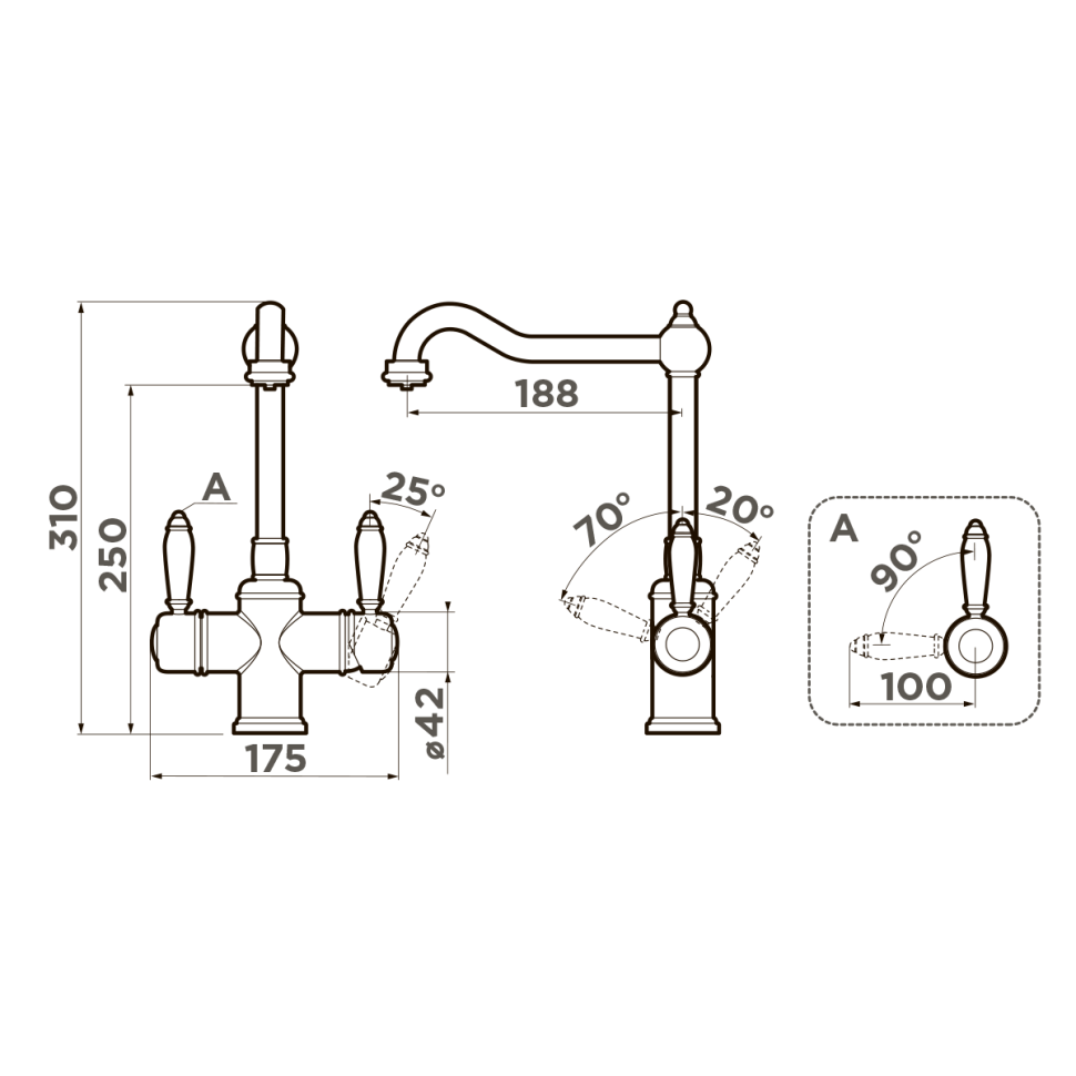 Смеситель для кухни Omoikiri Tottori-SI латунь/античное серебро