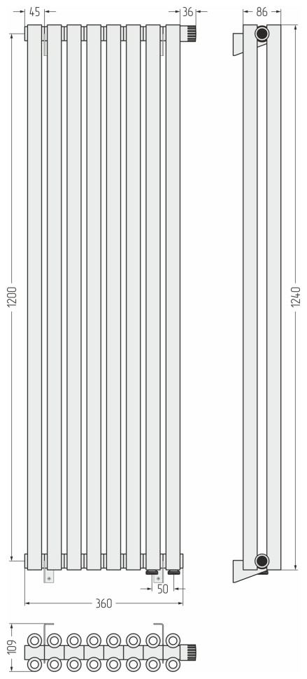 Эстет-00 EU50 1200х360 8 секций