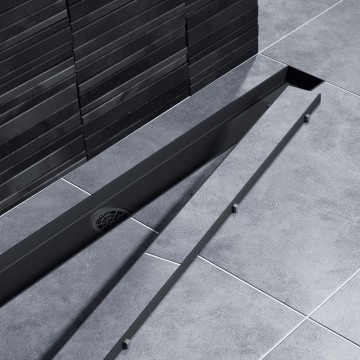 Душевой лоток TIMO Drain System 1000 с двусторонней панелью "plate" под плитку, Чёрный
