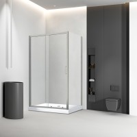 Боковая панель Veconi KP-03BС, 700х1950, никель брашинг, стекло прозрачное New