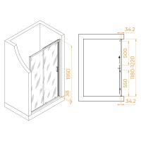 Душевая дверь RGW PA-14Gb (Прозрачное, 1200)