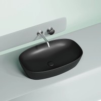 Умывальник чаша накладная овальная (цвет Черный Матовый) Element 600x380x138мм