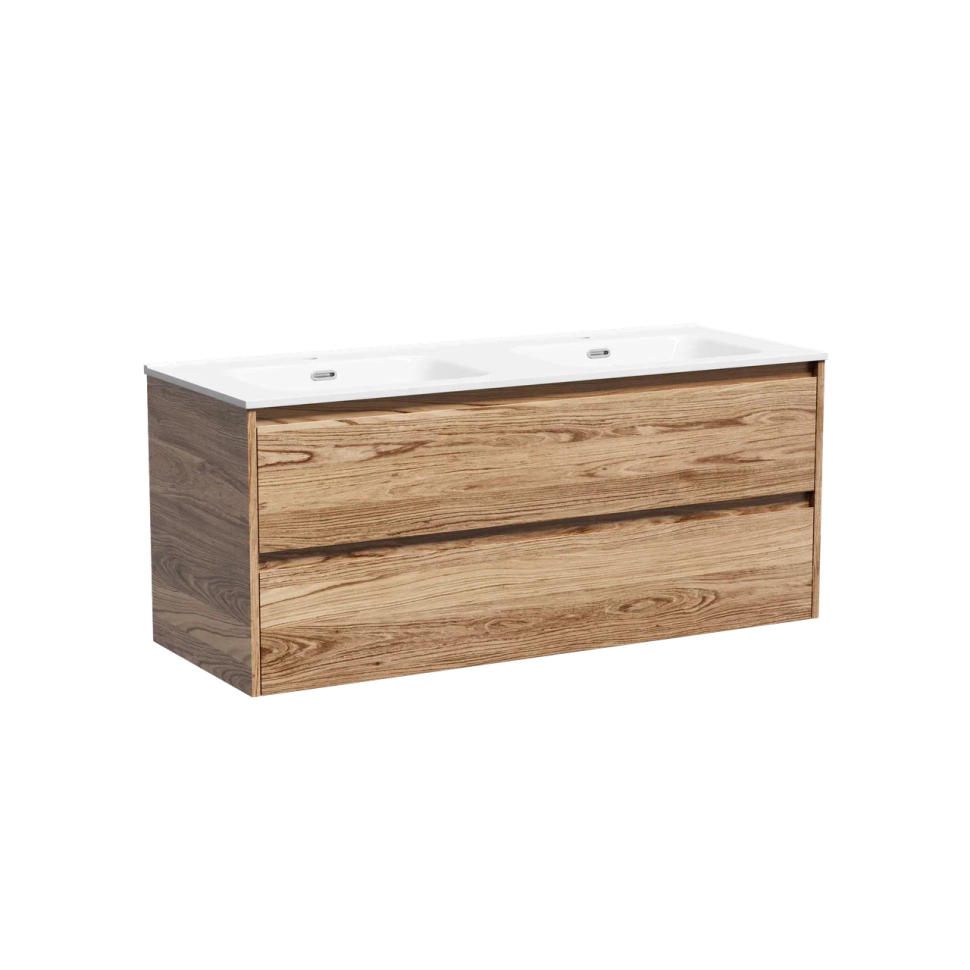 Тумба подвесная SANCOS Libra 1190х450х500, c двумя ящиками оснащенными доводчиками, дуб чарльстон, арт. LB120-2ECH