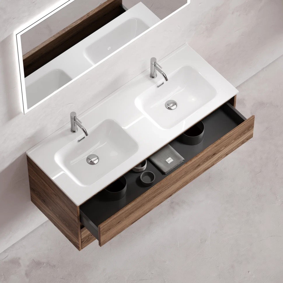 Тумба подвесная SANCOS Libra 1190х450х500, c двумя ящиками оснащенными доводчиками, дуб чарльстон, арт. LB120-2ECH