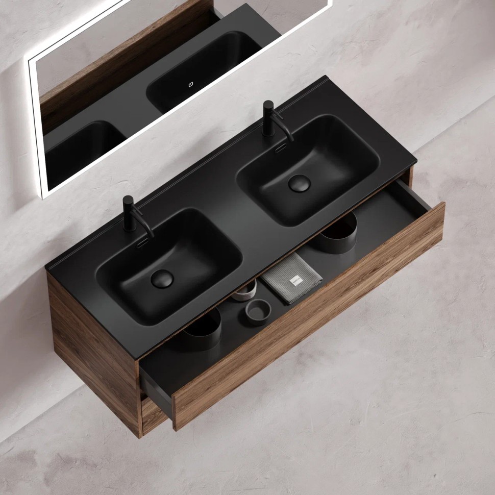 Тумба подвесная SANCOS Libra 1190х450х500, c двумя ящиками оснащенными доводчиками, дуб чарльстон, арт. LB120-2ECH