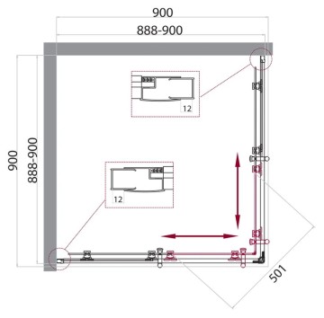 Душевой уголок BelBagno UNO-195-A-2-90-C-Cr