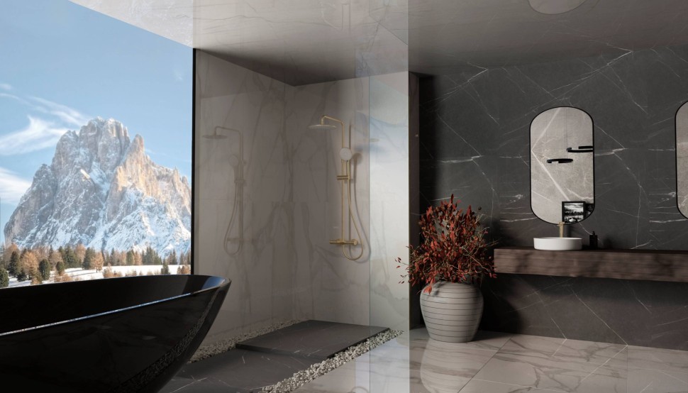 Душевая стойка Rondo VSFS-1R1BG с изливом, брашированное золото