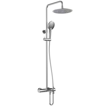 AQM8008CR Душ. сист. с терм. и изливом, O250, лейка 3 реж, высота 1100-1500мм, Хром