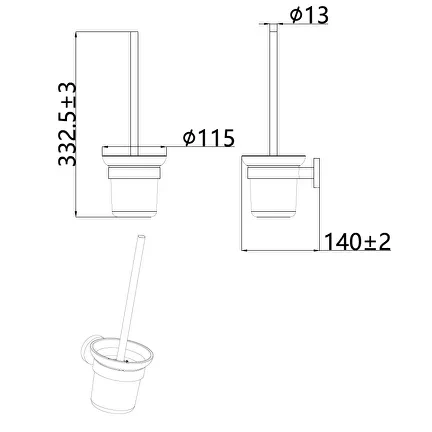 AQM7214CR Trento Туалетный ершик настенный, матовое стекло, хром