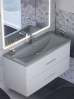 Раковина для ванной кварцевая Uperwood Foster Quartz 100х45,5х17,5 см, серая матовая, бетон