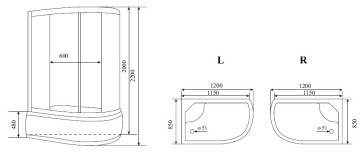 Timo Lux T-7720 L душевая кабина 120*85*220, турецкая баня хамам