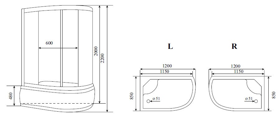 Timo Lux T-7720 L душевая кабина 120*85*220, турецкая баня хамам