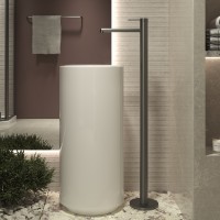 Смеситель для раковины напольный Rim VFBF-2R1GM, однорычажный, вороненая сталь