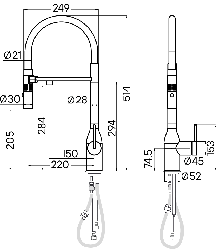 Смеситель для кухни Magneto One, хром, Ma213188-CR , Paulmark