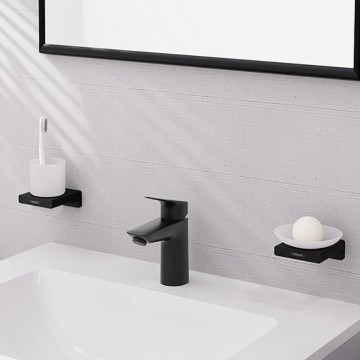 Смеситель Hansgrohe Logis для раковины, 1 отверстие, с донным клапаном Рush-Ореn, цвет: черный матовый 71107670