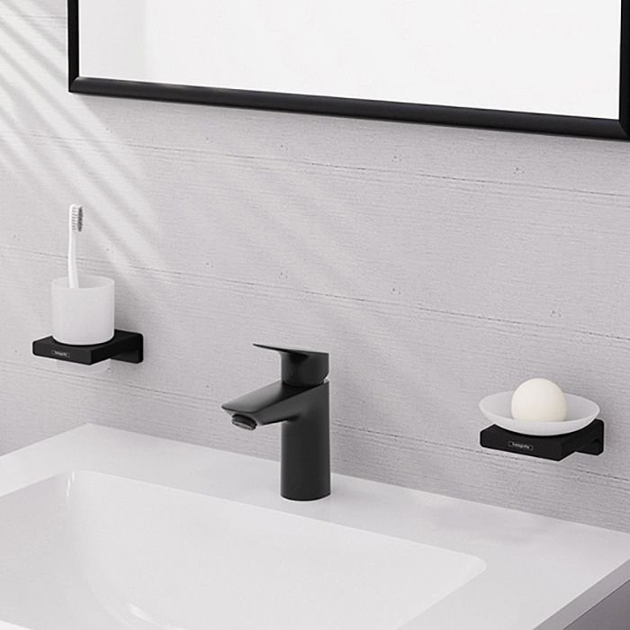 Смеситель Hansgrohe Logis для раковины, 1 отверстие, с донным клапаном Рush-Ореn, цвет: черный матовый 71107670