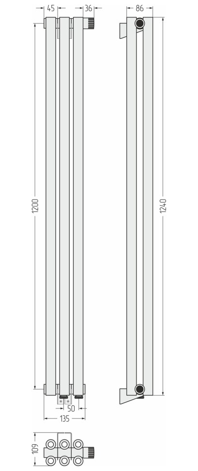 Эстет-00 EU50 1200х135 3 секции