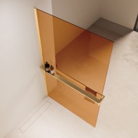 Душевая перегородка Walk-In VSW-1HR100GSG, 1000*2000, матовый золотой, стекло янтарь