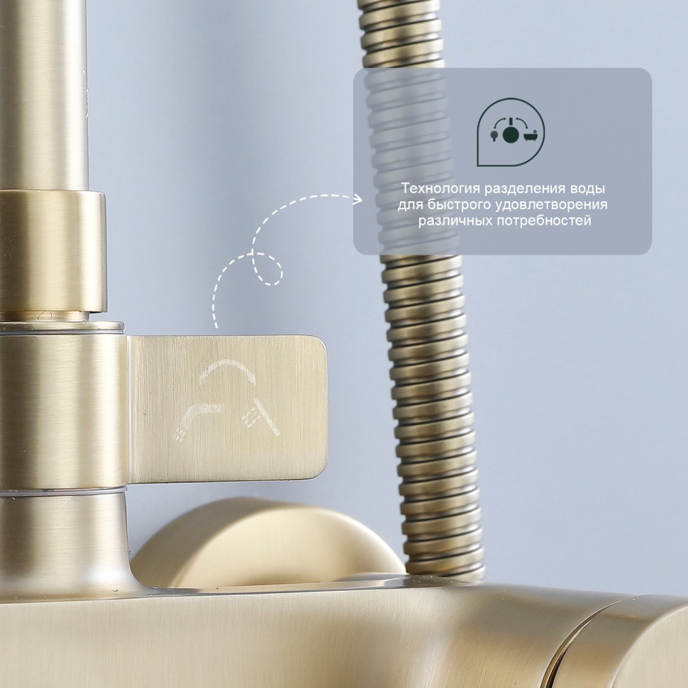 Душевая система Splenka для ванны и душа S31.24.03 Золотой сатин