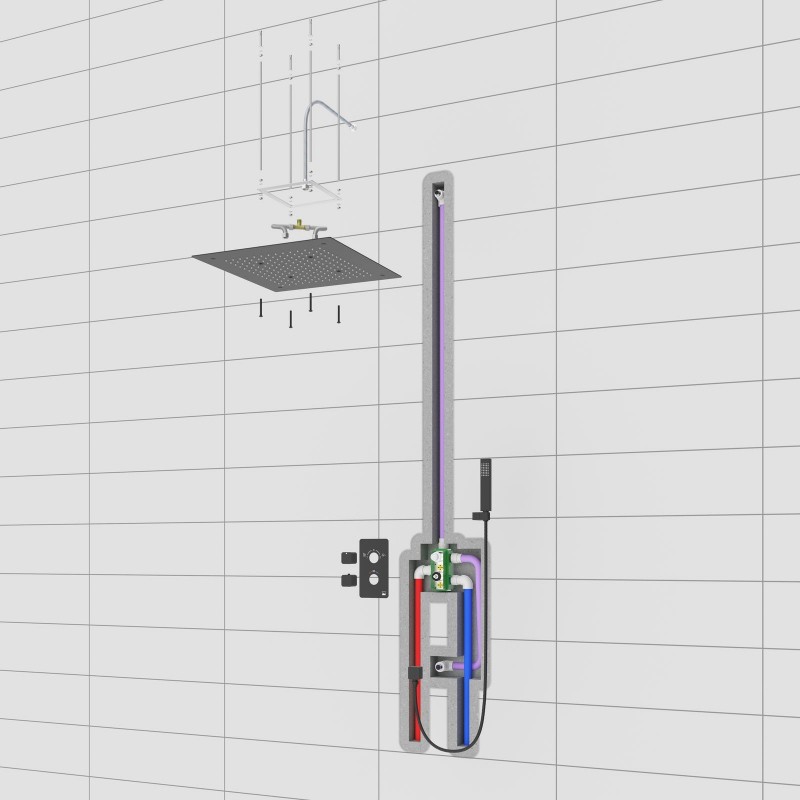Душевая система встроенная с термостатом Timo Petruma SX-5029/03SM черный