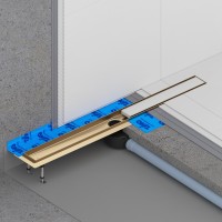 Душевой лоток TIMO Drain System 1000 с двусторонней панелью "plate" под плитку, Золото матовое