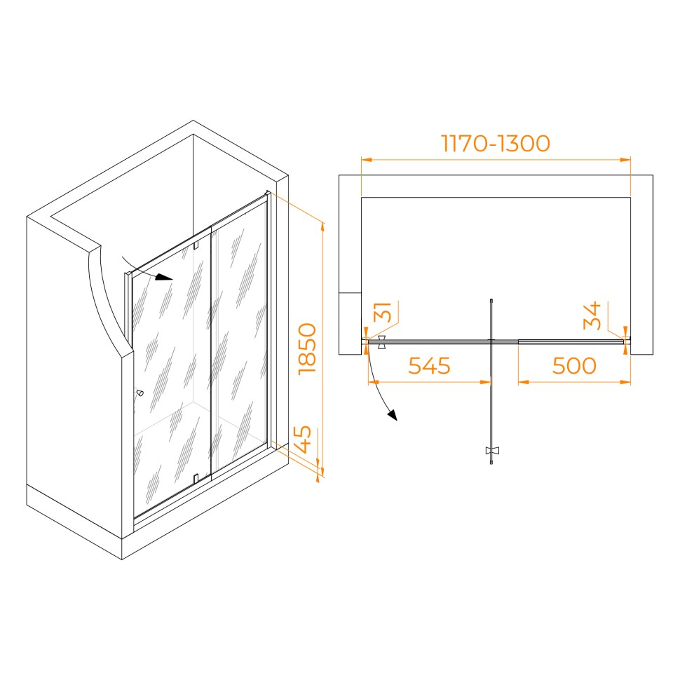 Душевая дверь RGW PA-02 NEW (Прозрачное, 1200)