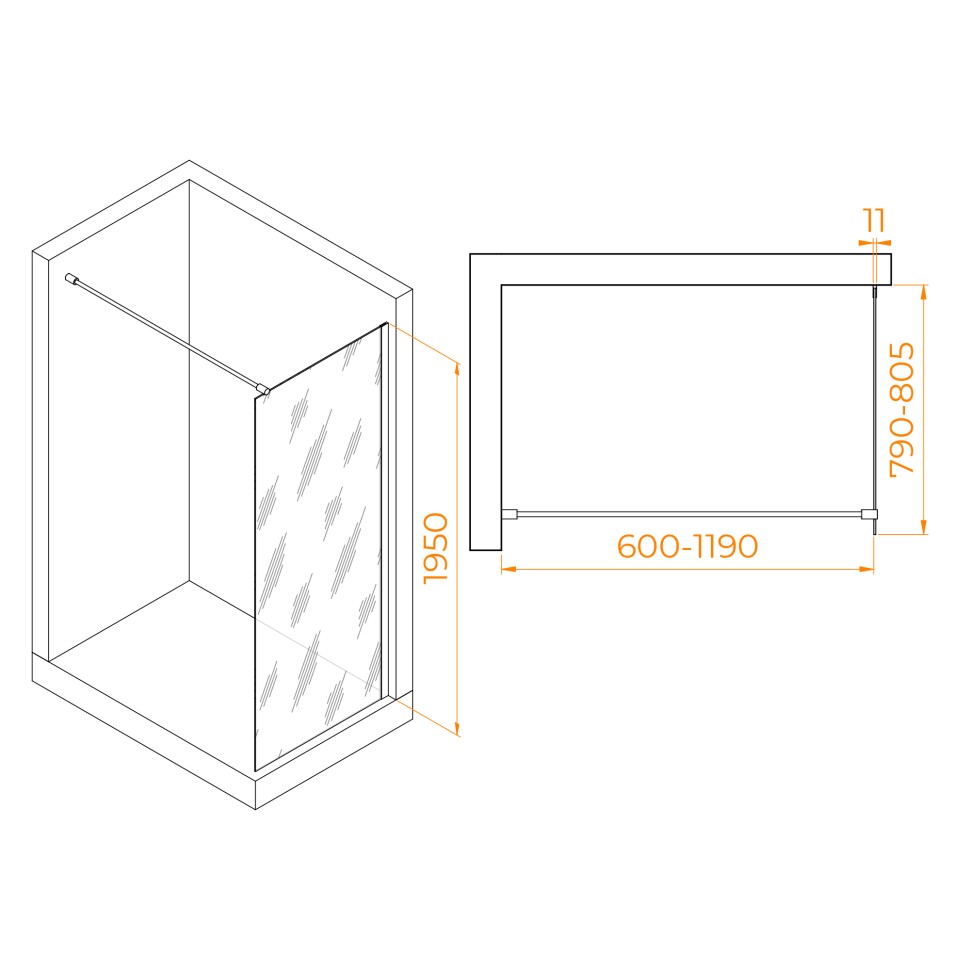 Душевая перегородка RGW WA-002B (Прозрачное, 800)