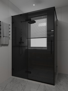 Душевой угол распашной Veconi Premium Alassio SP BB, 1200х800x2000, черный матовый, стекло черное