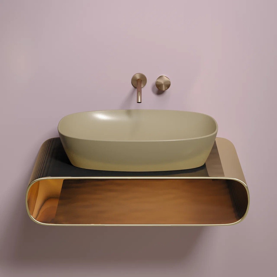 Умывальник чаша накладная овальная (цвет Капучино Матовый) Element 600x380x138мм