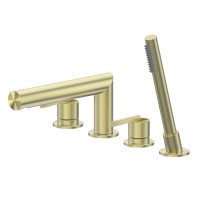 Смеситель ABBER Perfekte 316 AF8A13BG на борт ванны с лейкой, брашированное светлое золото