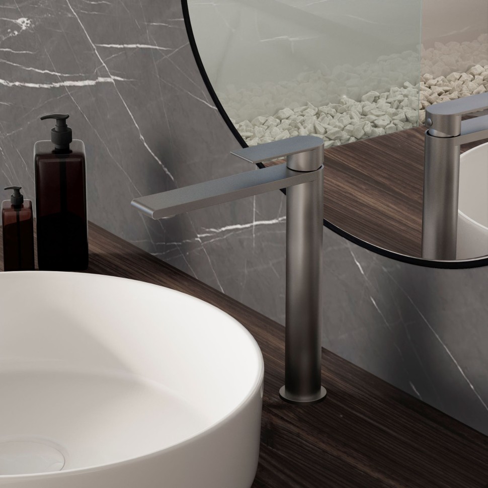 Смеситель для раковины Вог (СС) (Vogue (SS)) VBF-2VS2GM однорычажный, вороненая сталь