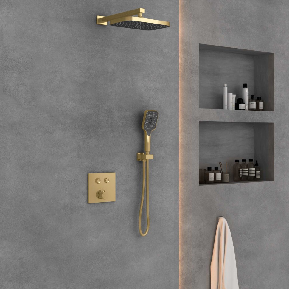 Душевой комплект VSFW-4211BG встраиваемый, двухрежимный, брашированное золото
