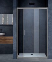Душевая дверь Alpha VDS-3AL110CLGM, 1100, вороненая сталь, стекло прозрачное