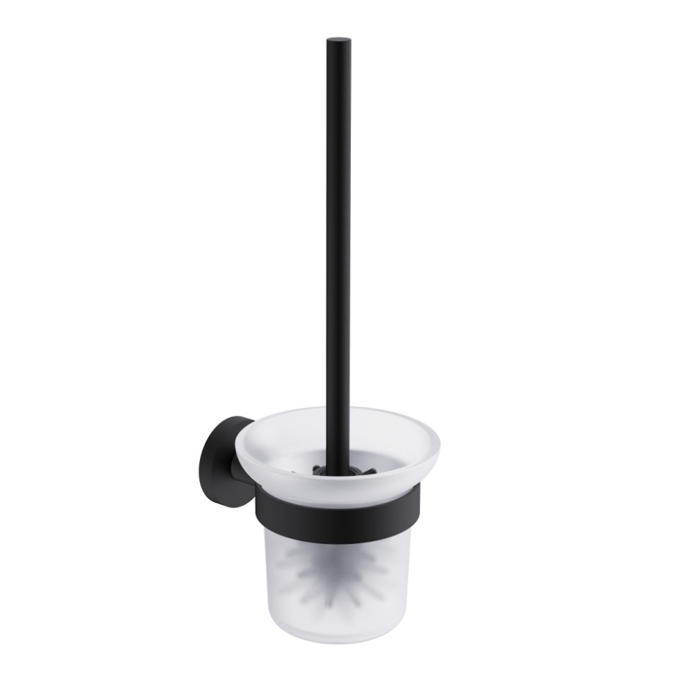 AQM7214MB Trento Туалетный ершик настенный, матовое стекло, черный матовый