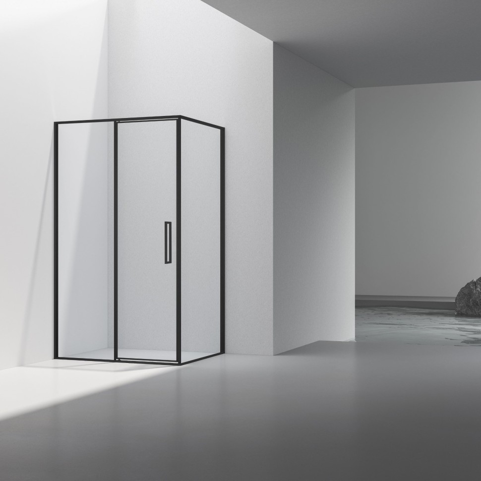 Душевой уголок Slim 8mm VSR-4SLP9012CLB, 1200*900, черный, стекло прозрачное