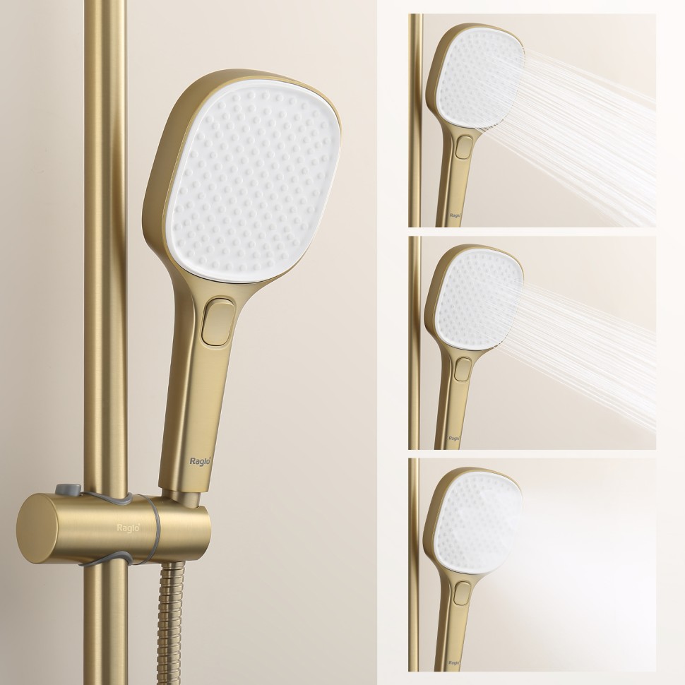 Душевая система Raglo с термостатом для ванны R22.26.03 Золотой сатин