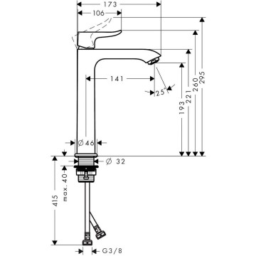 Смеситель для раковины Hansgrohe Metris 31185000, хром