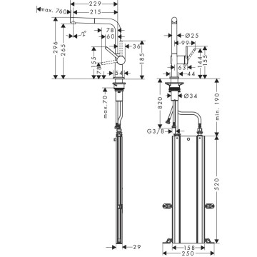 Смеситель для кухонных моек Hansgrohe Talis M54 хром (72809000)
