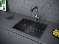 Мойка нерж. сталь NEXT 58 UNI, PM215844-GM, вороненая сталь, 580х440мм, Paulmark 1,2мм