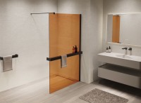 Душевая перегородка Walk-In VSW-1HR100GSB, 1000*2000, черный, стекло янтарь