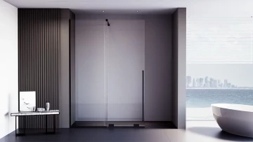 Душевая перегородка Veconi Premium Trento PTDW-50B, 1500x2000, черный матовый, стекло прозрачное