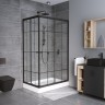 Душевой уголок Niagara Nova NG-0120-14 (120х80х195) прямоугольный,низкий поддон,черный,двери раздвижные,стекло прозрачное с рисунком,2 места