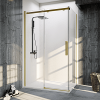 Душевой угол Veconi Rovigo RV-070G, 1500х900х1950, брашированное золото, стекло прозрачное