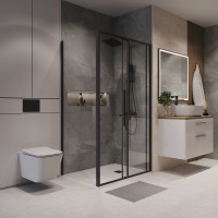 Боковая стенка Niagara Nova NG-A90B-34 (90х195) черный матовый,стекло прозрачное,1 место