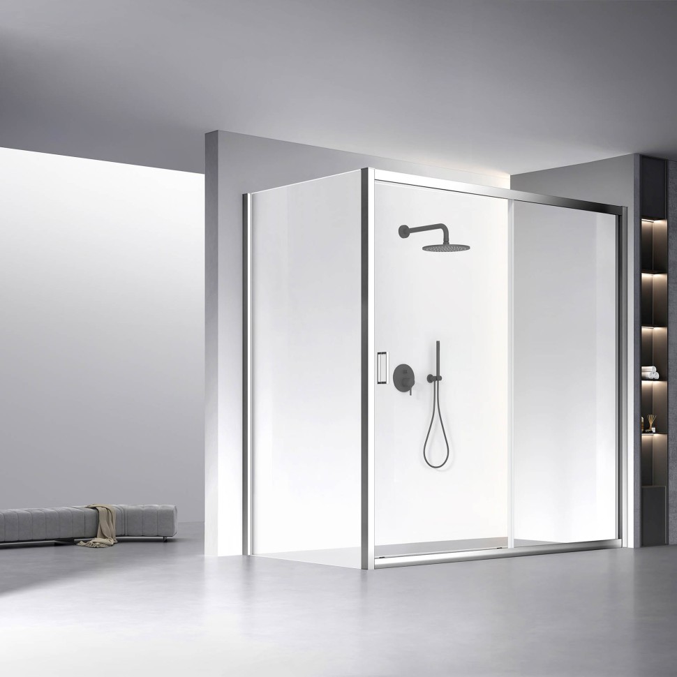 Боковая панель Veconi KP-13, 1100х1950 , хром, стекло прозрачное