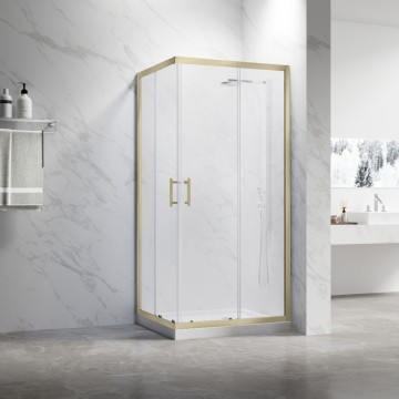 Душевой угол Veconi Rovigo RV-27G, 1000x1000x1900, золото брашинг, прозрачное стекло